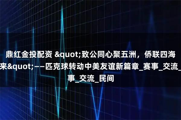 鼎红金投配资 "致公同心聚五洲，侨联四海赢未来"——匹克球转动中美友谊新篇章_赛事_交流_民间