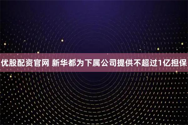 优股配资官网 新华都为下属公司提供不超过1亿担保