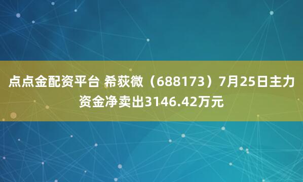 点点金配资平台 希荻微（688173）7月25日主力资金净卖出3146.42万元