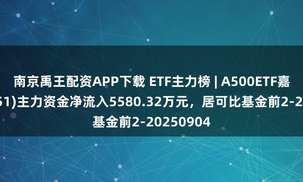 南京禹王配资APP下载 ETF主力榜 | A500ETF嘉实(159351)主力资金净流入5580.32万元，居可比基金前2-20250904